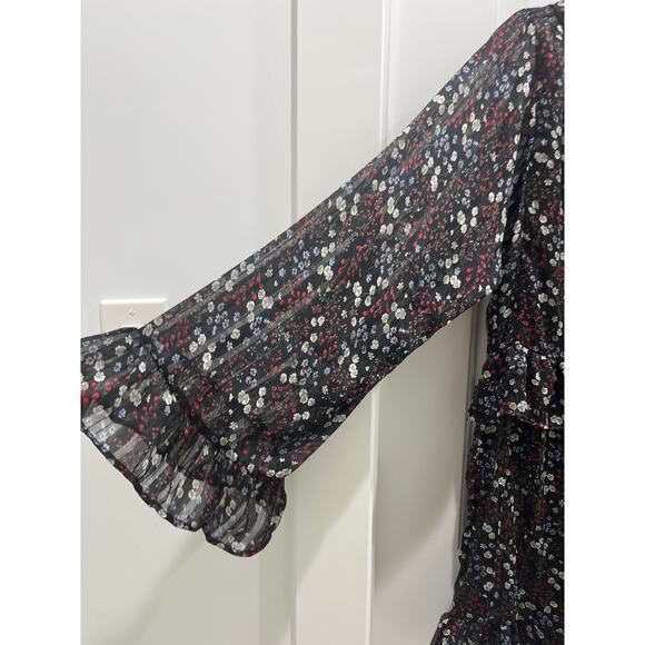 NWT Revolve Sabina Musayev Black Floral Pattern Ruffle Tie Jasmine Dress Sz XS - Picture 4 of 8